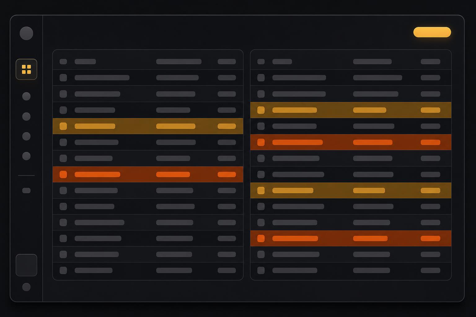 Consistency checker dashboard comparing master sheet against sub-files with mismatched rows highlighted.